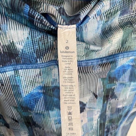 Lululemon On Pace Crop 21” Leggings Size 2 Sun Dazed Blue Multi Side Pockets - Picture 6 of 9